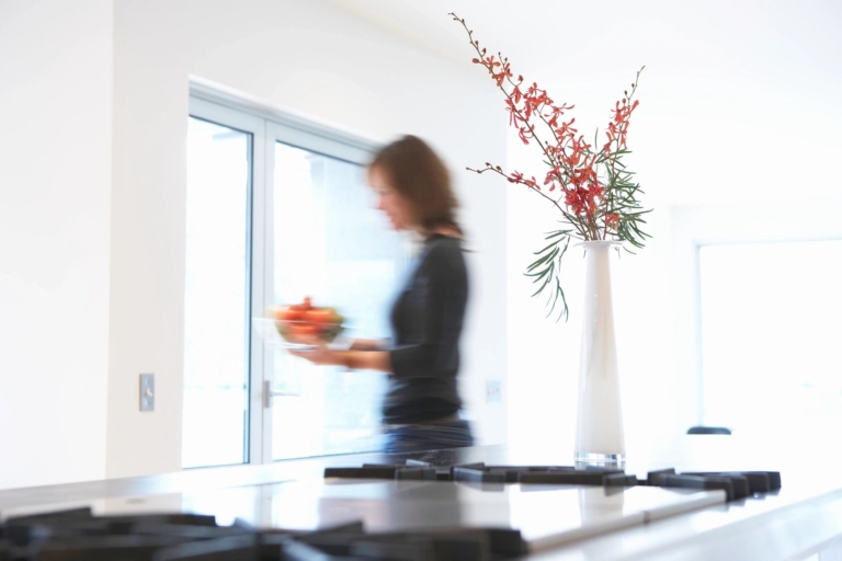 A woman in a kitchen